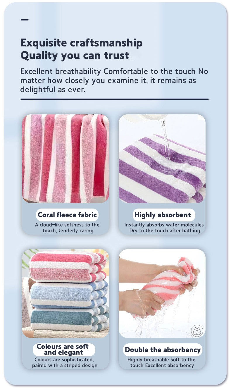 2pcs Thickened Towel Bath Towel Setstrong Absorbentfast Dryingnon-Lintingdurableideal For Family Usebeach Essentials