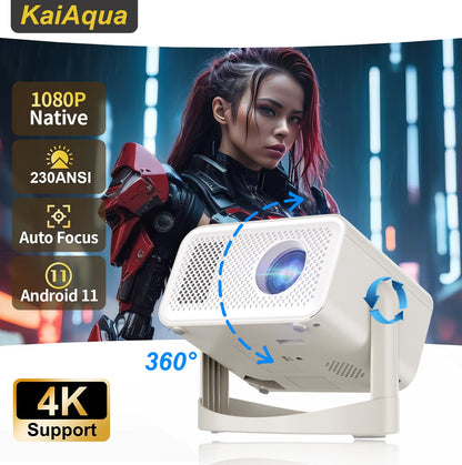 Projetor KaiAqua HT23 PLUS 4K Android 11 Dual Wifi6 260ANSI Allwinner H713 BT5.0 1080P 1280*720P Projetor Doméstico/Externo