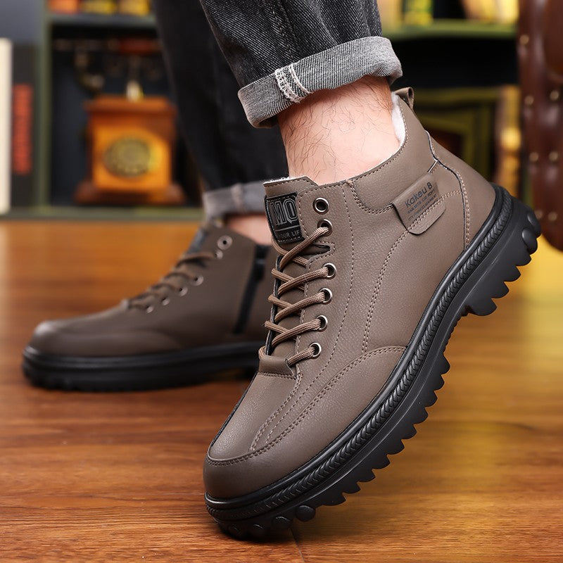 Botas de neve masculinas de inverno 2025: forradas, acolchoadas, antiderrapantes, resistentes ao desgaste e simples para viagens ao ar livre.