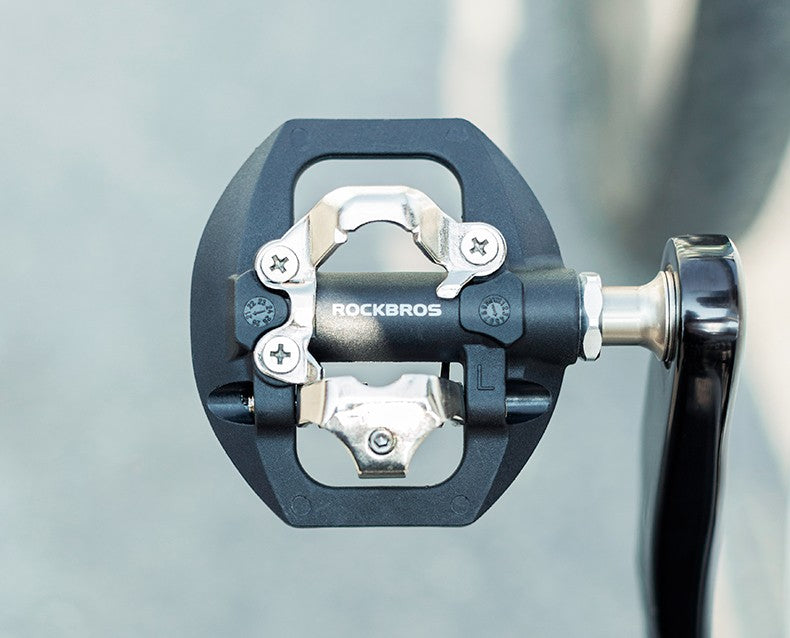 ROCKBROS Bicycle Lock Pedal 2 In 1 Anti-slip Lock Nylon Pedal MTB Bike Pedals Flat Cleat Platform Shimano SPD Bike Accessories