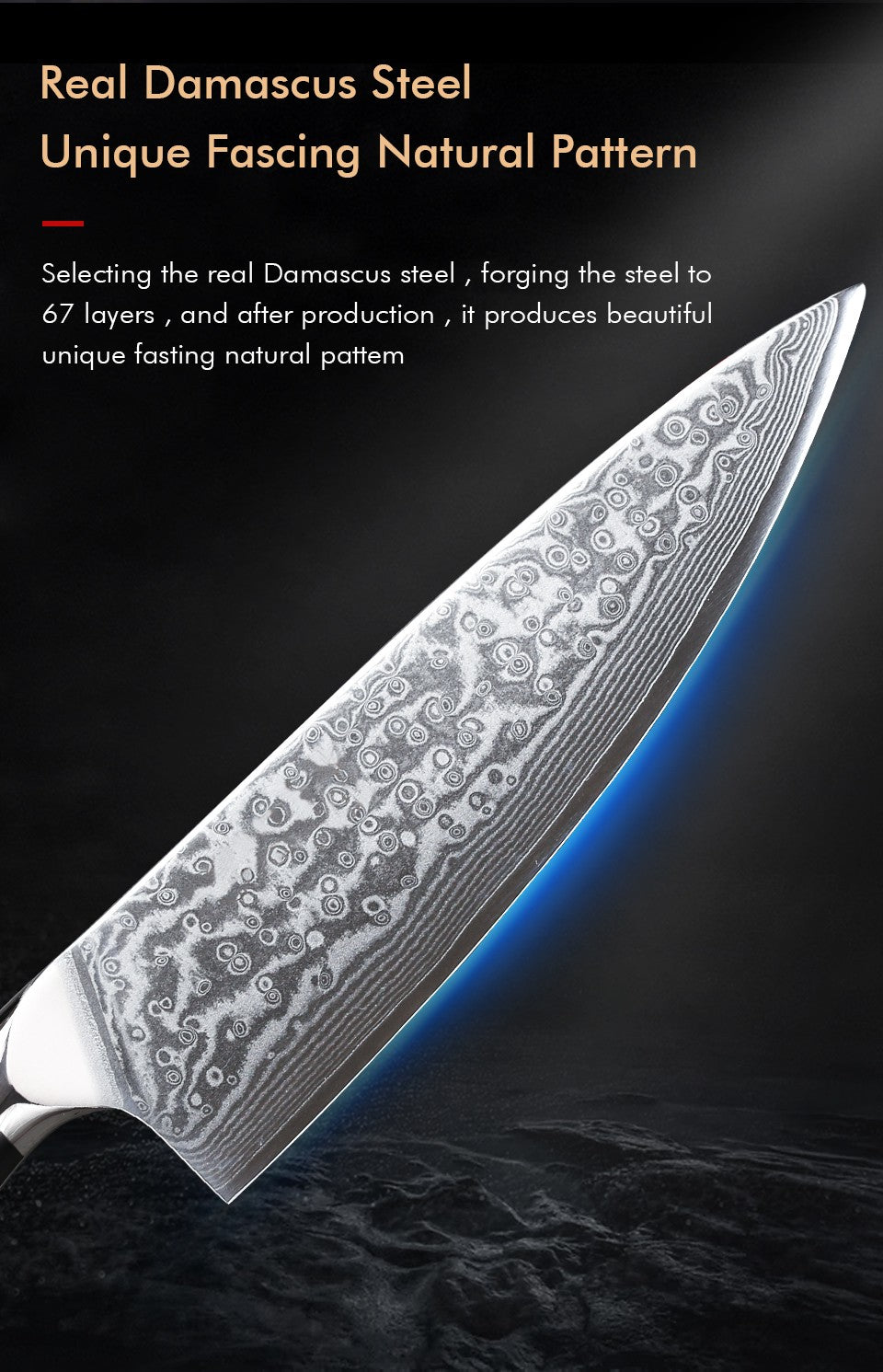 Conjunto de Facas TURWHO 1-6 Peças Aço Damasco 67 Camadas Facas de Cozinha Santoku Faca de Chef Faca Multiuso Para Pão Ferramentas de Cozinha