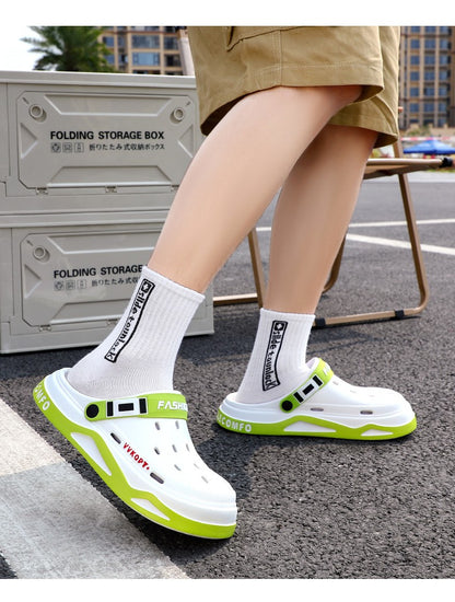 Summer Hole Shoes Men Wear Casual Fashion Non-slip Portable Sports Sandals Beach Step on Toe Breathable Slippers for Men Outdoor