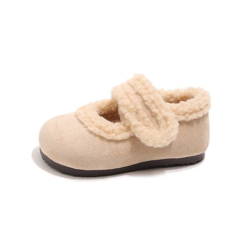 Children's Cotton Shoes 1-18 Years Old Beige Padded Thickened Boys Girls Walking Shoes Brown Soft Bottom Non-slip Kids Fur Shoes