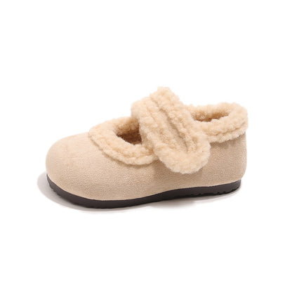 Children's Cotton Shoes 1-18 Years Old Beige Padded Thickened Boys Girls Walking Shoes Brown Soft Bottom Non-slip Kids Fur Shoes