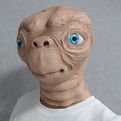 ET Alien Latex Mask Halloween Carnival Party Movie E.T. the Extra-Terrestrial Realistic Cosplay Creepy E.T. Alien Full Head Mask