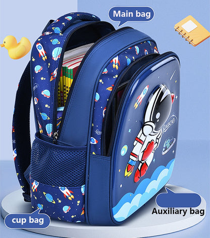 Bolsa de ombro infantil, desenho animado 3D estereoscópico, mochila escolar de astronauta, mochila infantil impermeável, sonho de menino, ensino fundamental