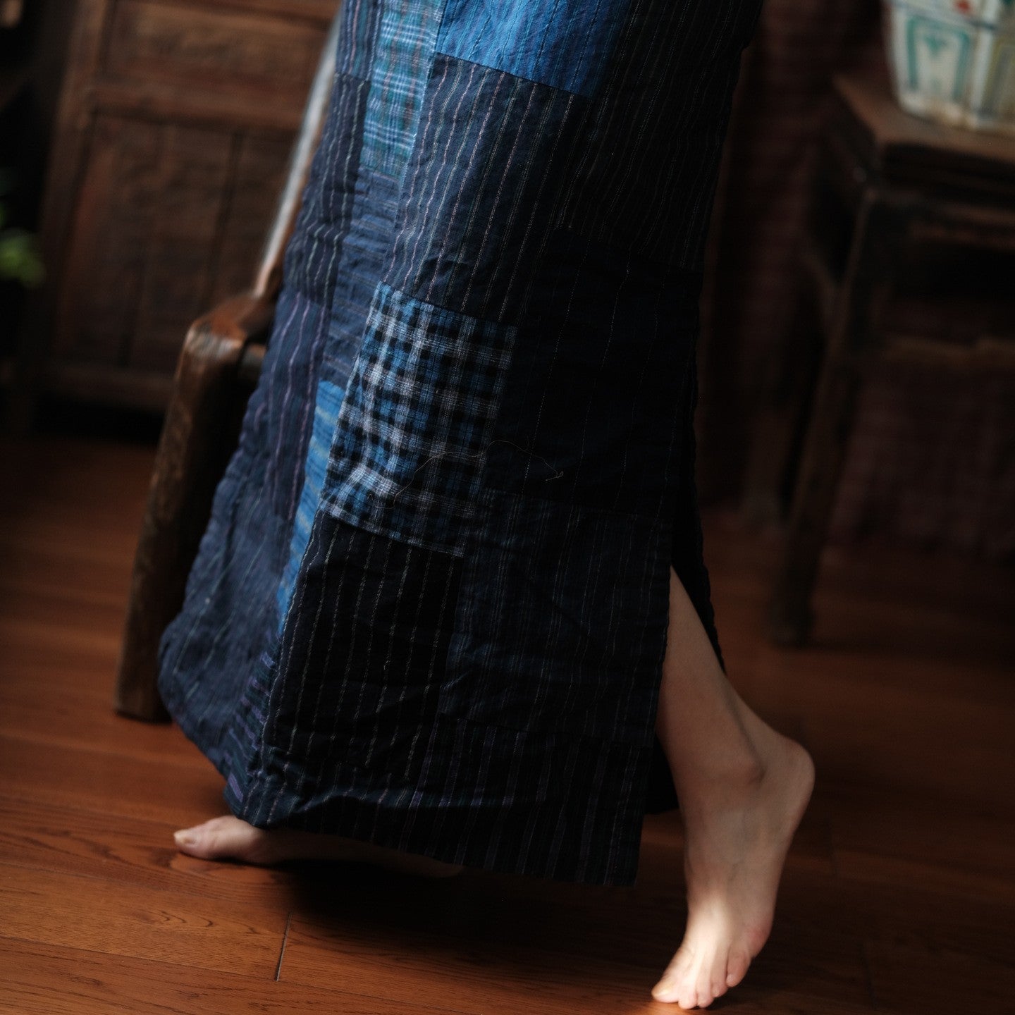 Women Cotton Linen Llong Skirt New Arrival 2025 Autumn Vintage Style Plaid Pattern Loose Comfortable Femae Casual Skirts M2006