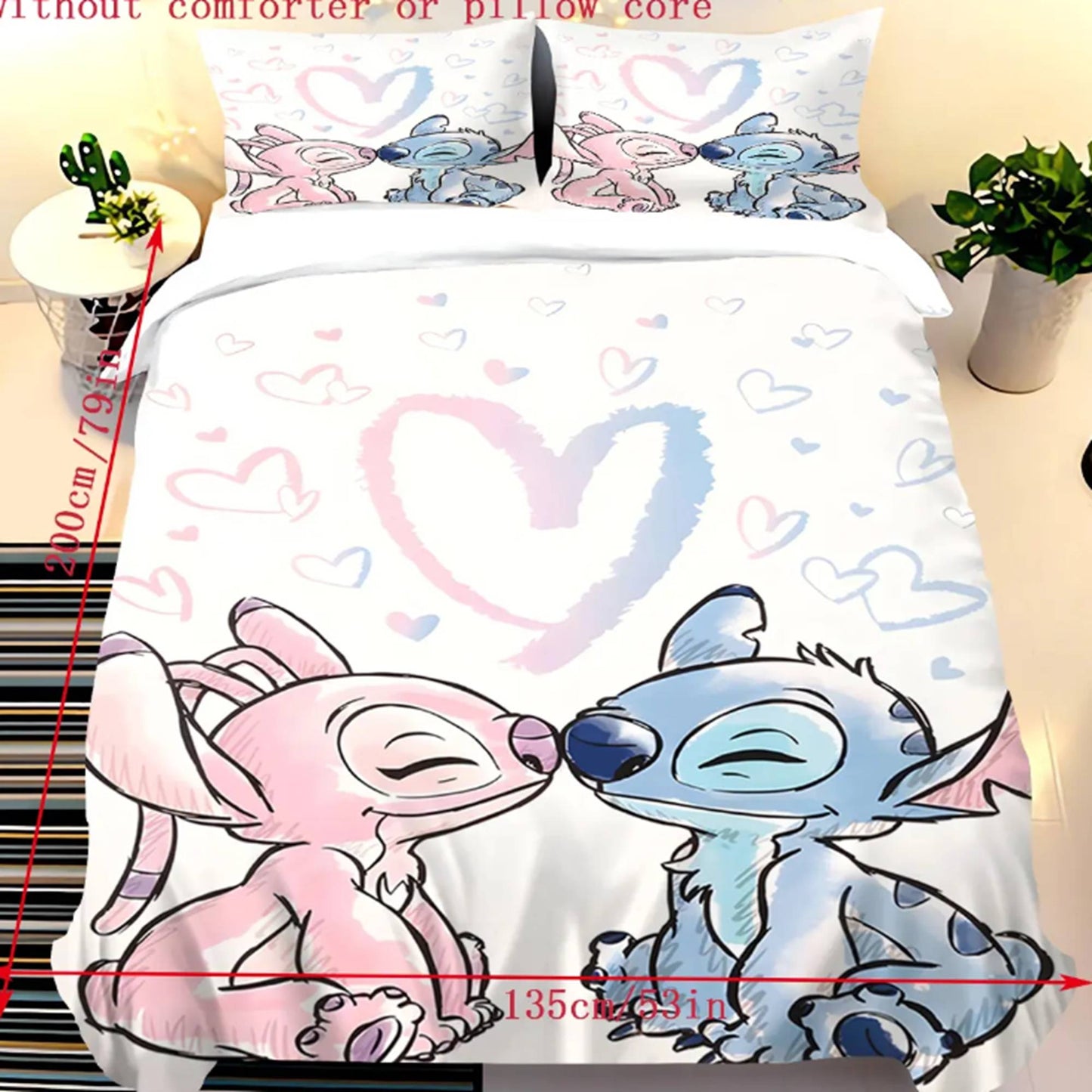Stitch Duvet Cover Set for Children Cartoon Anime Comforter King Size Bedding Queen and Twin 3D Printed Quilt