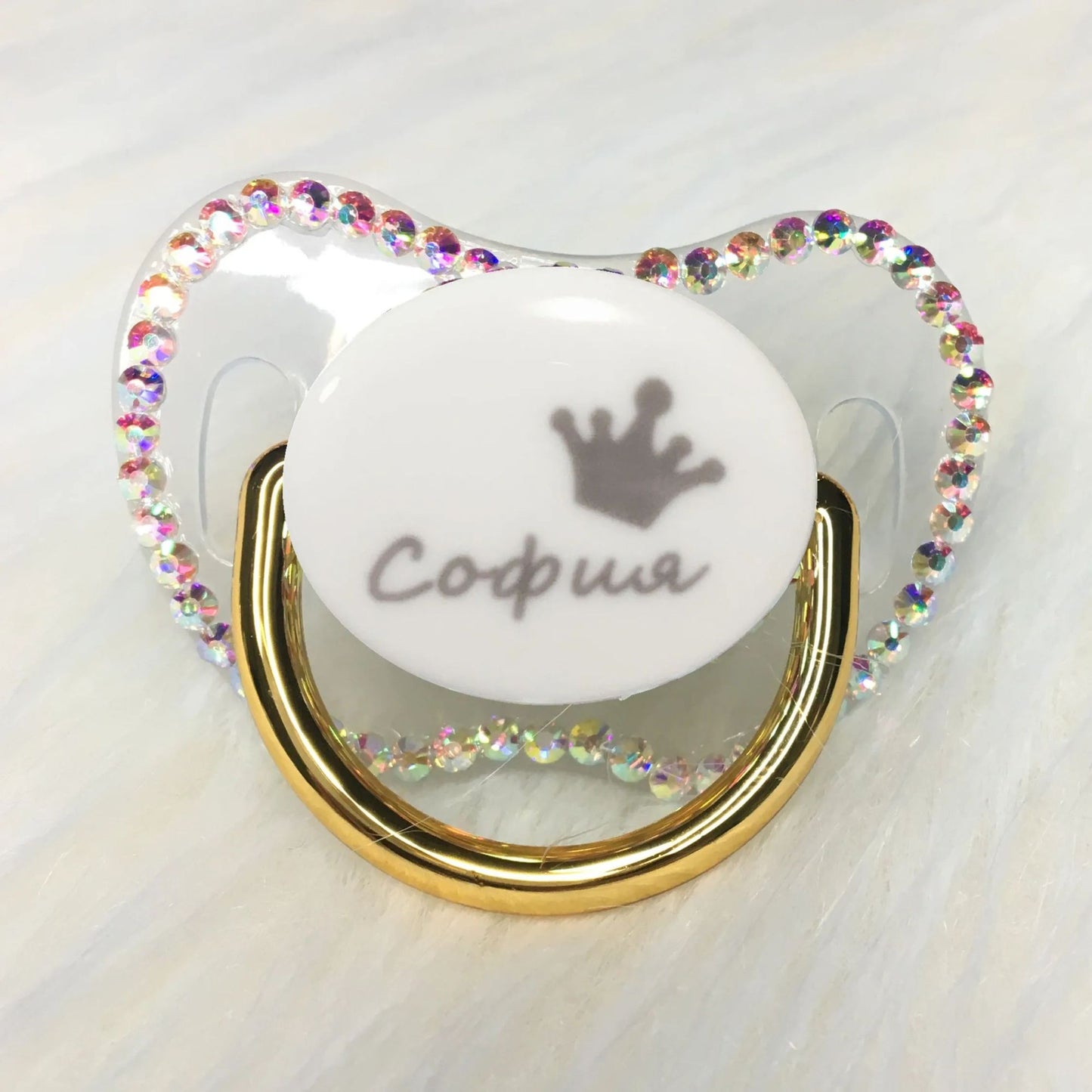 MIYOCAR custom any name can make gold bling Rhinestone pacifier dummy white BPA free dummy bling baby shower gift PW-W