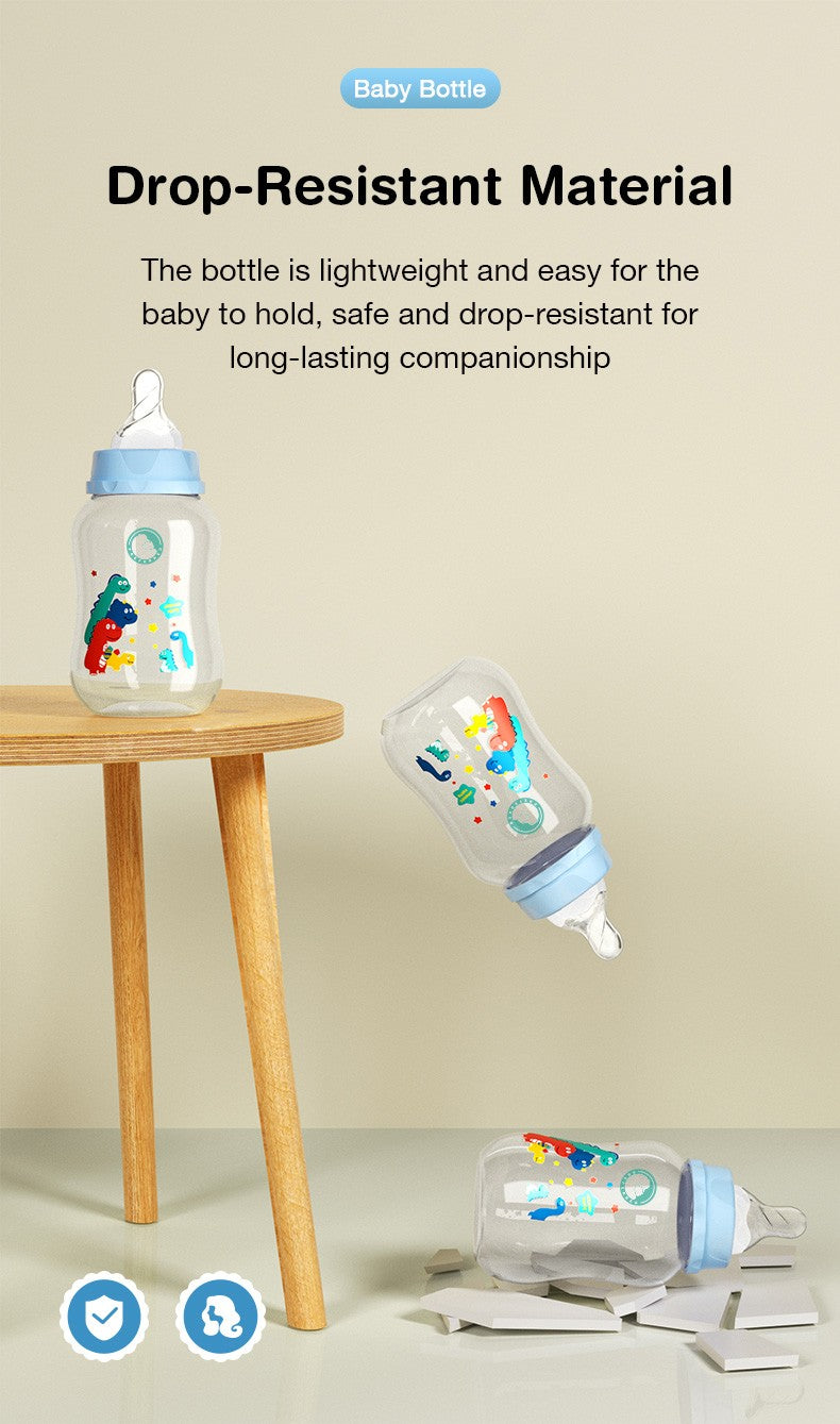 150/240ml Baby PP Bottle Wide Mouth Newborn Baby Bottle Drop-Resistant Baby Milk Bottle Newborn Cartoon Pattern Cup BPA Free