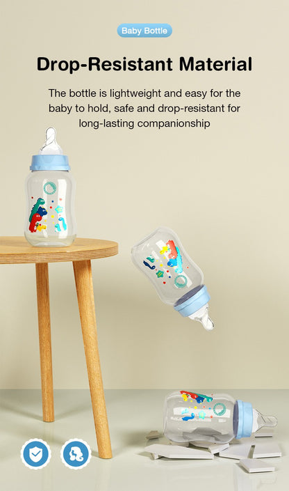 150/240ml Baby PP Bottle Wide Mouth Newborn Baby Bottle Drop-Resistant Baby Milk Bottle Newborn Cartoon Pattern Cup BPA Free