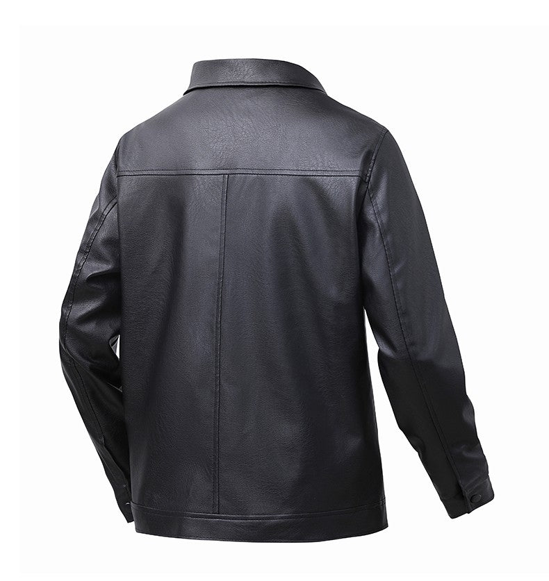 Men's New Leather Jacket Mens Top Windproof Casual Jacket Spring and Autumn Slim Fit Lapel Casual Jacket Bomber Coat