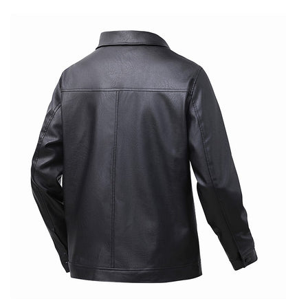 Men's New Leather Jacket Mens Top Windproof Casual Jacket Spring and Autumn Slim Fit Lapel Casual Jacket Bomber Coat