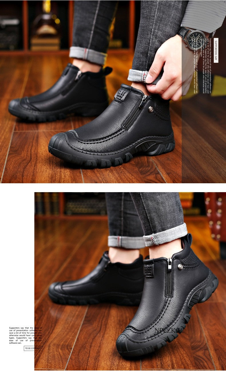 Men Winter Snow Boots Waterproof Leather Sneakers Super Warm Men's Boots Outdoor Male Hiking Boots Work Shoes chaussure homme