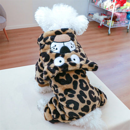 Roupinha de Fleece Super Macio para Animais de Estimação Cachorrinho Outono Inverno Pelúcia Quente Macacão para Cães Quatro Patas Dinossauro Unicórnio Cosplay Roupa para Gatos