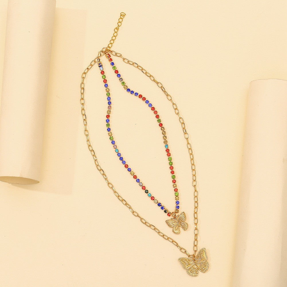 Colar Borboleta Vintage Feminino Dourado Aço Inoxidável Lâmina Correntes de Cobra Pingentes Estéticos Gargantilha Joias Femininas Presente Para Mulher
