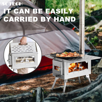 Pellet Burner 16L Storage Capacity Stainless Steel Firewood Stove Outdoor Camping Tent Heating Picnic Cooking