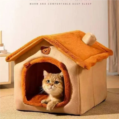 All Season Dog House Style Bed - Removable Washable Pet Bed for Small Dogs Teddy Winter Warm Cat Dog House