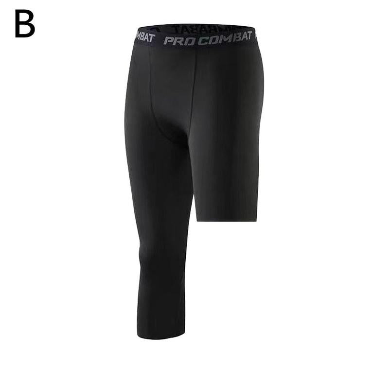 Men One Leg Compression Tights Pants Compression Polyester Sports Training Basketball Tights Pants Athletic Base Layer Tights