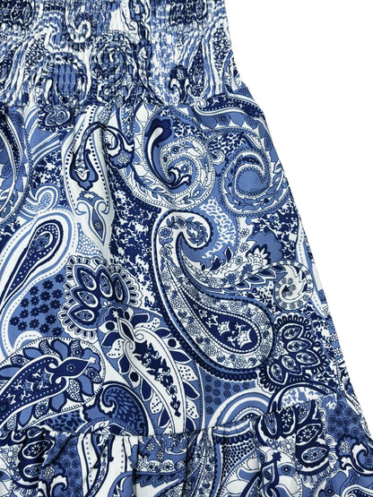 Vacation Style Stretchy Waist Long Maxi Skirt - Flowy Beach Skirt with Elastic Waistband