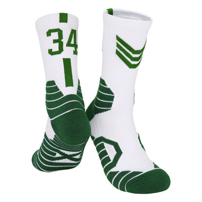 Meias Esportivas Masculinas de Basquete, Meias Esportivas com Numeração, Fundo de Toalha Engrossado, Ciclismo Outdoor, Corrida, Basquete, Feminino Adulto, Meias.