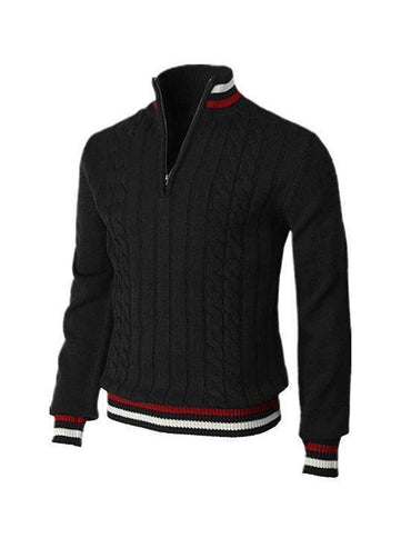 Thickened version2025 Autumn and Winter Men's Quarter-Zip Sweater Pure Cotton Mock Neck Knit Long Sleeve Pullover Sweater 560G