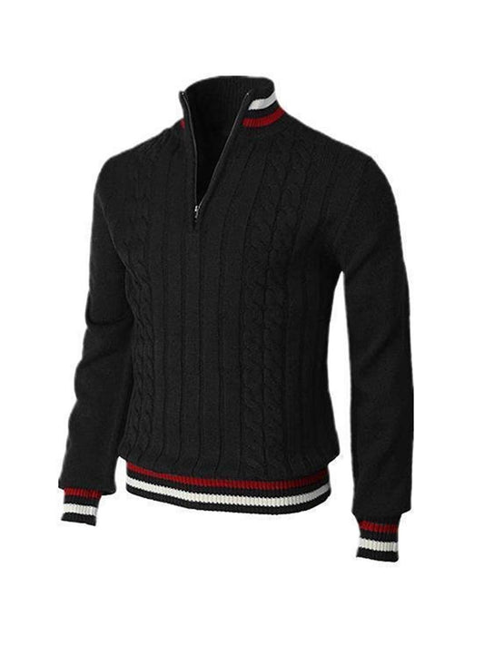 Thickened version2025 Autumn and Winter Men's Quarter-Zip Sweater Pure Cotton Mock Neck Knit Long Sleeve Pullover Sweater 560G