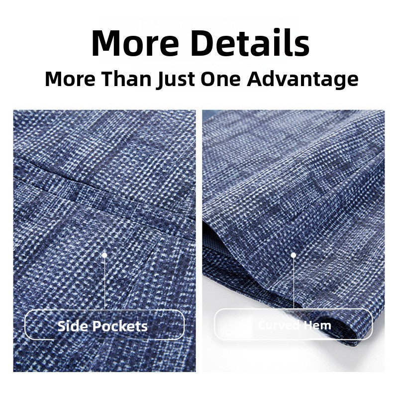 High-End Lightweight Knitted Me Qui-Dry Casual Men's Summer Thin Suit Jaet Busin Gentleman Sle round Hemline Long ...