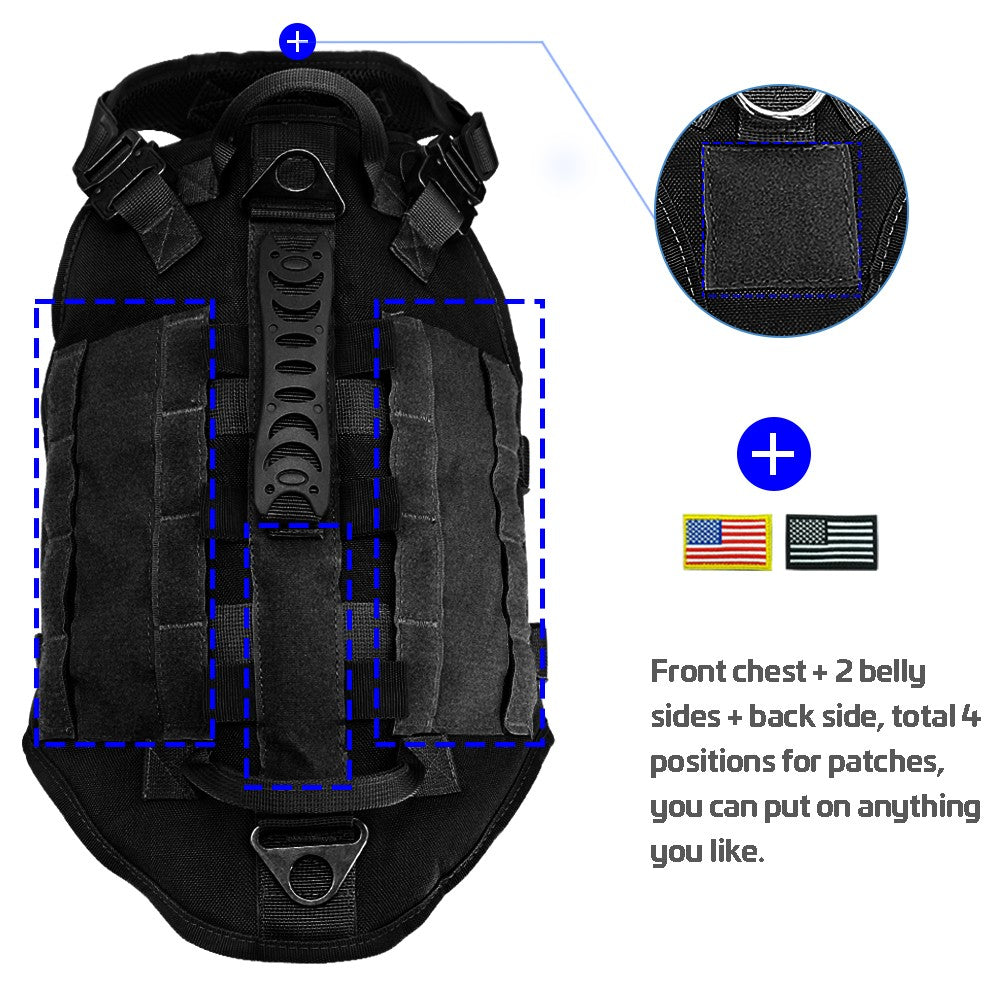 Colete Tático Militar para Cães, Sem Puxão, para Cães de Médio e Grande Porte, Treinamento, Caminhada, Colete Molle para Cães com Bolsos