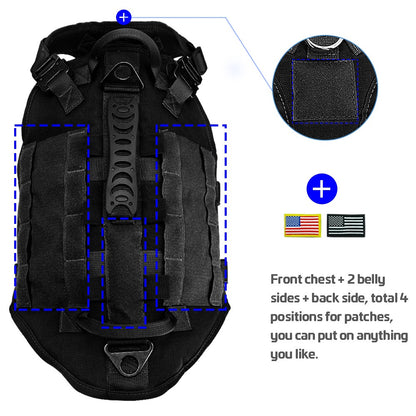 Colete Tático Militar para Cães, Sem Puxão, para Cães de Médio e Grande Porte, Treinamento, Caminhada, Colete Molle para Cães com Bolsos