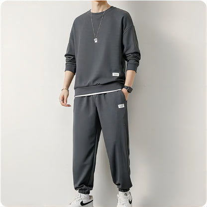 Men's Waffle Suit Sets Casual Long Sleeved Sweatshirt and Pants for Sports Men's T-shirt Hoodie Casual Trousers Set Loose Fit