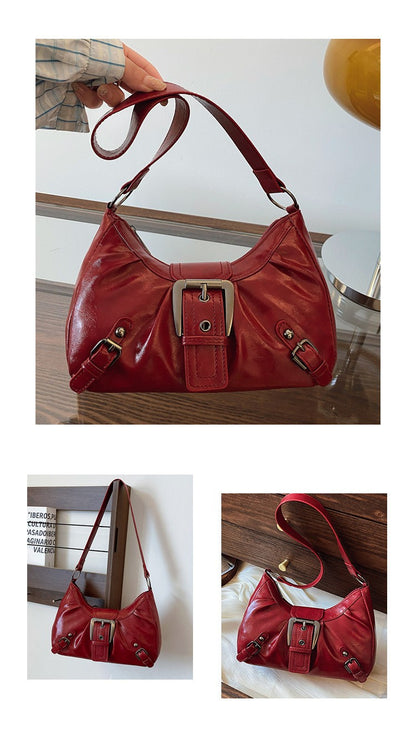 2025 Large Capacity Pleated New Retro Commuter Temperament Locomotive Do Old Style Underarm Shoulder Bag Women