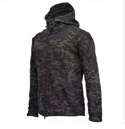 Jaquetas Militares Masculinas Soft Shell Shark Skin Táticas Corta-vento Impermeáveis Jaquetas Masculinas de Combate Casacos Bomber Masculinos com Capuz