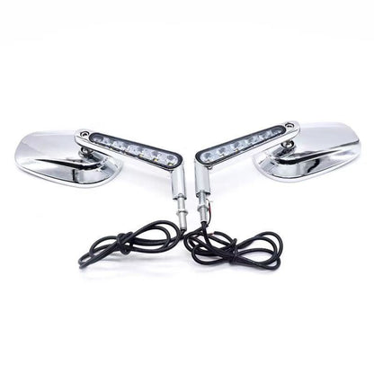 Espelhos retrovisores musculosos de motocicleta 8MM com piscas de LED para Harley VRSCF V-Rod 2009-2017 2016 2015 2014 1 Par Preto/Prata