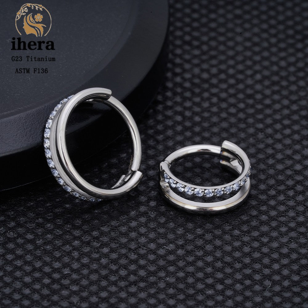 G23 Titânio Anel de Nariz Clicker Orelha Cartilagem Tragus Hélix Daith Brincos Redondos Argolas Zircônia Cúbica 16G Segmento Articulado Joia de Piercing Corporal