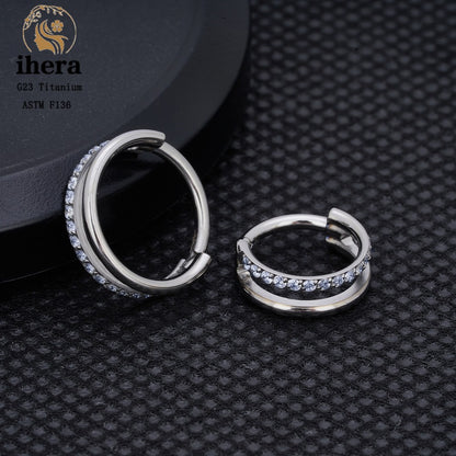 G23 Titânio Anel de Nariz Clicker Orelha Cartilagem Tragus Hélix Daith Brincos Redondos Argolas Zircônia Cúbica 16G Segmento Articulado Joia de Piercing Corporal