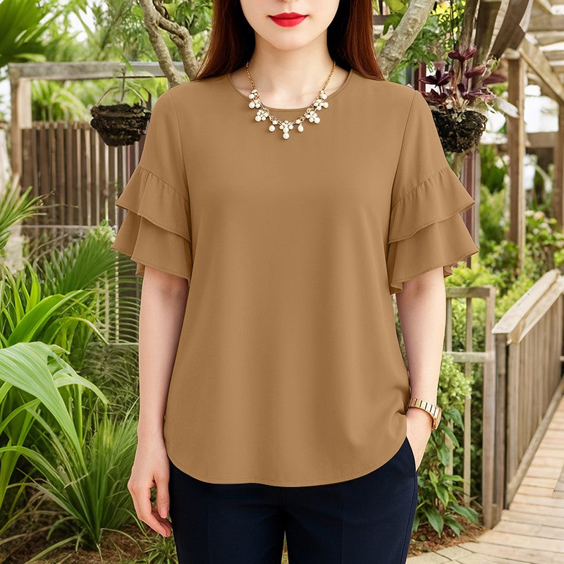 2025 Elegant Office Lady Blouses ZANZEA Summer O Neck Short Sleeve Blouse Women Stylish Solid Holiday Shirt Female OL Work Tops