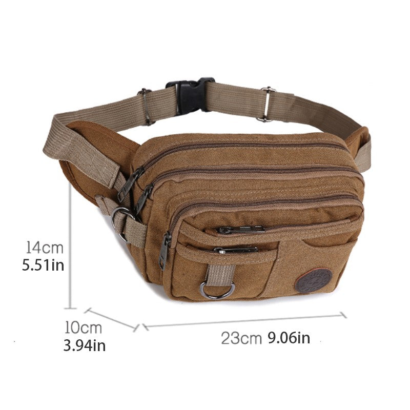 Men's waist bag, travel bag with adjustable shoulder straps, ideal for outdoor hiking and camping