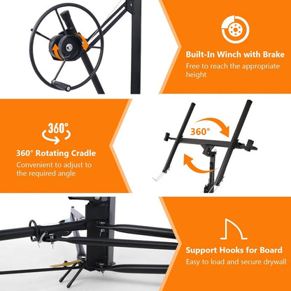 Drywall Lift 11 FT, Sheetrock Lift Drywall Lift for Ceiling, Drywall Panel Hoist 360° Adjustable Foldable, 150 lbs Heavy Duty