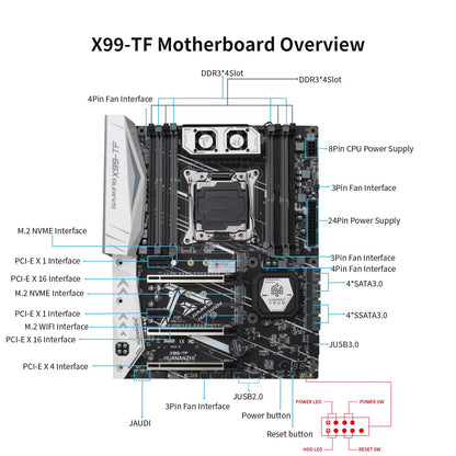 Placa-mãe HUANANZHI X99 TF LGA 2011-3 XEON X99 com suporte para Intel E5 2666 2678 2696 v3 v4 DDR3 DDR4 memória RECC NÃO-ECC NVME