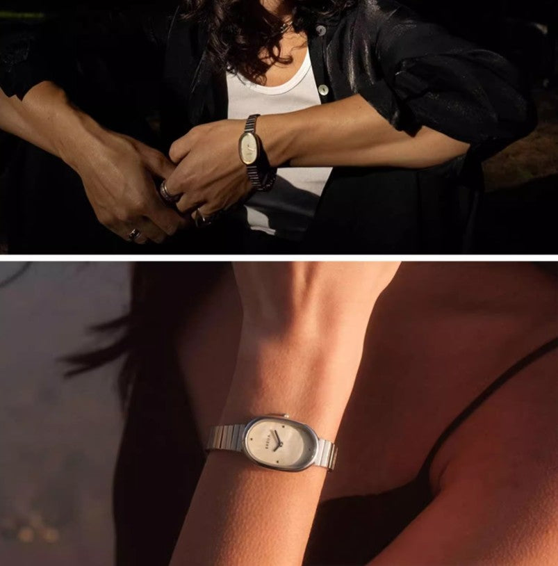 Bredan Oval Watch Women's Small and Luxury Retro European and American Personalized Quartz Fritillaria Dial