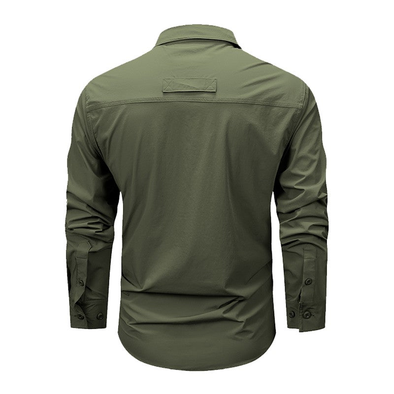 Spring Men Tactical Work Long Sleeve Shirt Man Outdoor Casual Multi Pocket Shirts Male Autumn Breathable Cargo Oversized Blouses