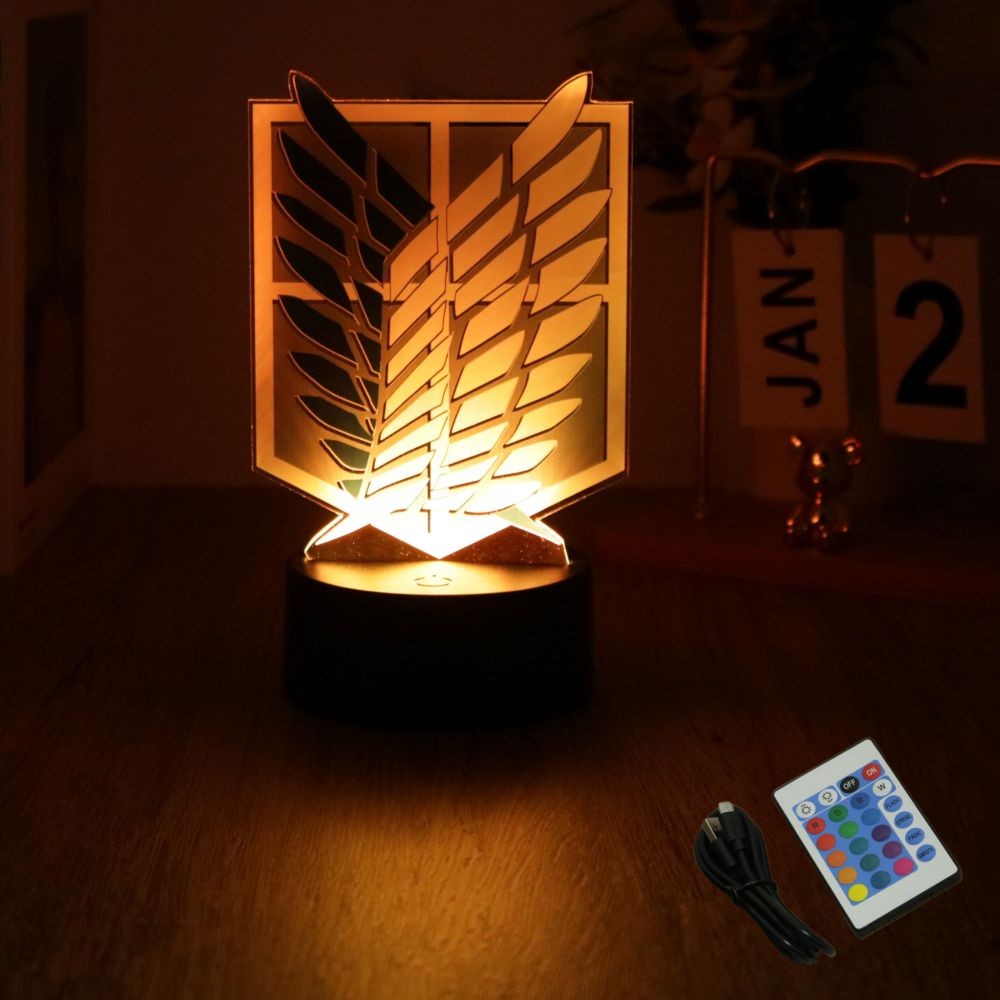 Anime Figures Attack on Titan 3D Lamp LED Night Light RGB16 Colors Lamps Remote Standing Sign Decor Bedroom Home Kids Toys Gifts