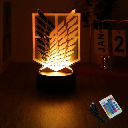 Anime Figures Attack on Titan 3D Lamp LED Night Light RGB16 Colors Lamps Remote Standing Sign Decor Bedroom Home Kids Toys Gifts