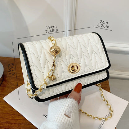 New Fashion Women's Shoulder Bag Simple Chain Texture Small Square Bag Light Luxury Party Crossbody Bag Purses and Handbags