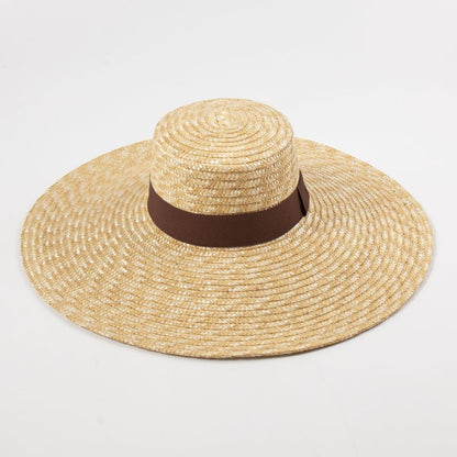 New Women Wide Brim Beach Hat Ladies Summer Big Straw Hats UV Protection Sun Hat S1340-15cm