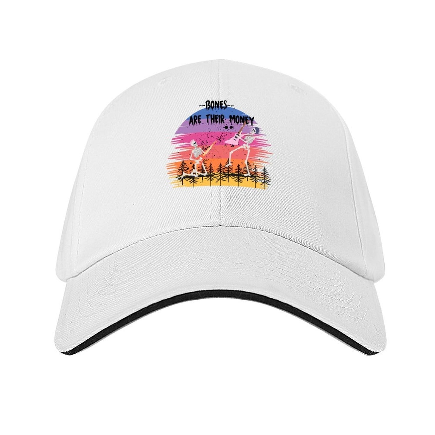 Bones Are Their Money T-Shirt Skeleton Playing Guitar Retro Vintage Baseball Cap Winter hat tactical cap For Man Women's