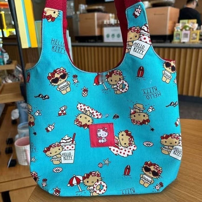 Hawaii Vacation Beach Cat Storage Bag Kawaii Japanese Charm Cat Storage Bag Shopping Bag Portable Decorative Birthday Gift