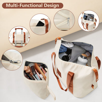 Mala de Viagem de 20 Polegadas com Rodas, Design Moderno, com 1 Bolsa de Viagem e 1 Necessaire para Viagens Curtas e Longas