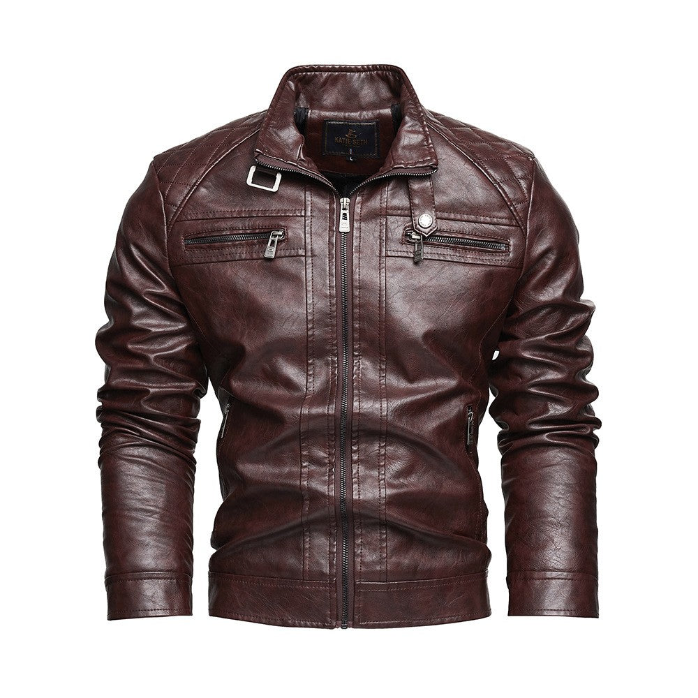 PU Leather Jacket Men Autumn Winter Motorcycles Faux Leather Coats Fashion Male Stand Collar Moto Biker Vintage Casual Outwear